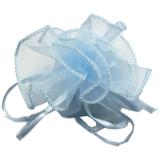 10 bourses à dragées organza bleu ciel ⌀ 24 cm