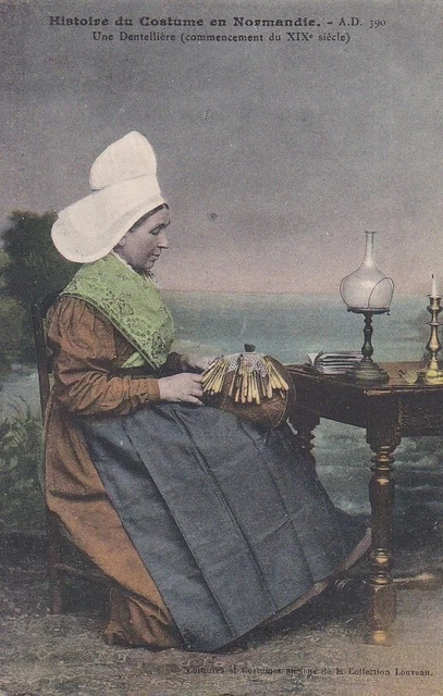 CPA 14 NORMANDY History of Costume - A Lacemaker at Work - Year 1911