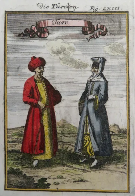 Turkish Noble Couple Ottoman Fashion 1685 Mallet costume print ethnographic view