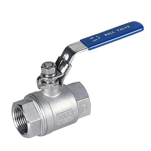 2PC Stainless Steel Ball Valve 1 with Blue Vinyl Handle"