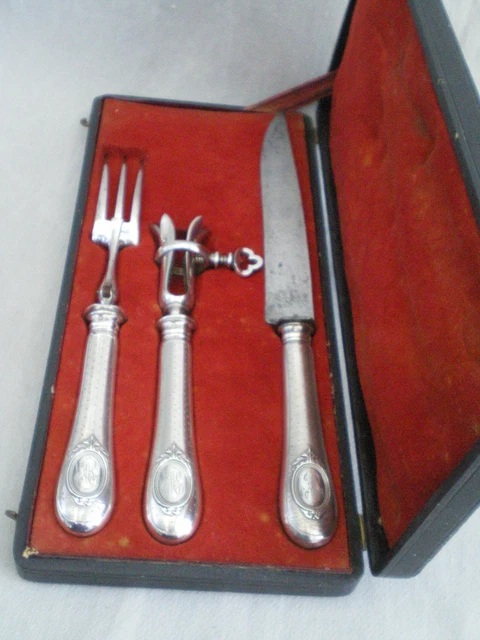 Service à Gigot Ancien - Couteau Et Fourchette, Manches Argentés, France