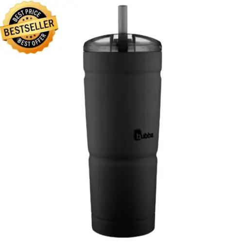 bubba Envy S Stainless Steel Tumbler Straw Black, Fits Most Cup Holder, 24 Fl Oz