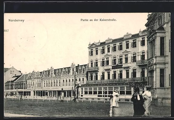 Ansichtskarte Norderney, Partie an der Kaiserstraße 1908
