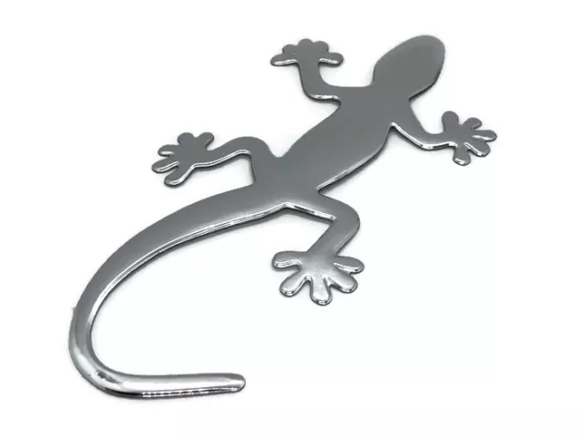 PVC Auto Aufkleber Chrom Gecko Kunststoff Eidechse Emblem Tuning Silber neu