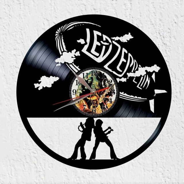 Horloge Murale Vintage En Disque Vinyle Recyclé - Motif Guitare Rolling Stones