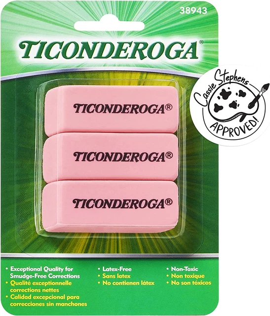 Ticonderoga Wedge Erasers, Pink, 3 Count