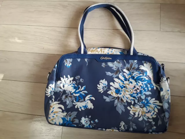 Cath Kidston Blue Floral Oilcloth Medium Two-Handle Day Bag/Handbag York Flower