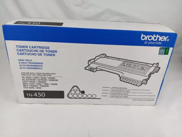 Brother TN450 High Yield Black Toner Cartridge Genuine OEM NEW 2600 pages