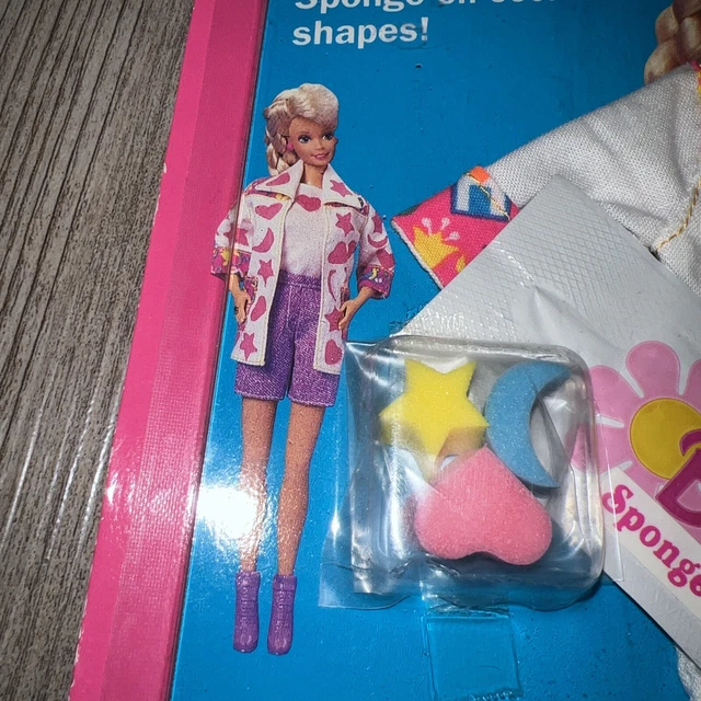 Vintage BARBIE Clothes Jacket Shirt Shorts Boots SPONGE 'N PRINT FASHION ‘94 NEW 2