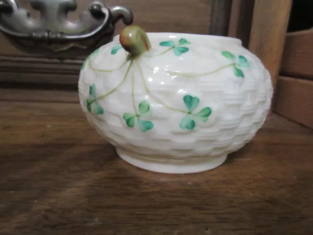 Belleek Basket Weave Shamrock Bowl Ireland