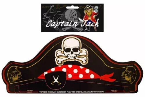 6 Sombreros de Papel Pirata - Calavera Negro Piñata Botín Fiesta Bolsa Rellenos Capitán Jack