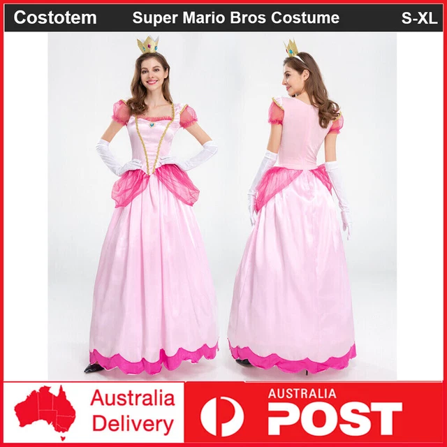 PRINCESS PEACH SUPER Mario Bros Games Fancy Dress Up Party Costume