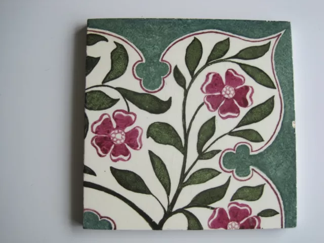 Antique Victorian Minton Hollins Print & Tint Wall Tile Rh Corner C1875-1910