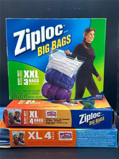 Ziploc Big Bags JUMBO Storage Bags XXL Built-in Handles (24x32x7) 2 Boxes  Of 3CT