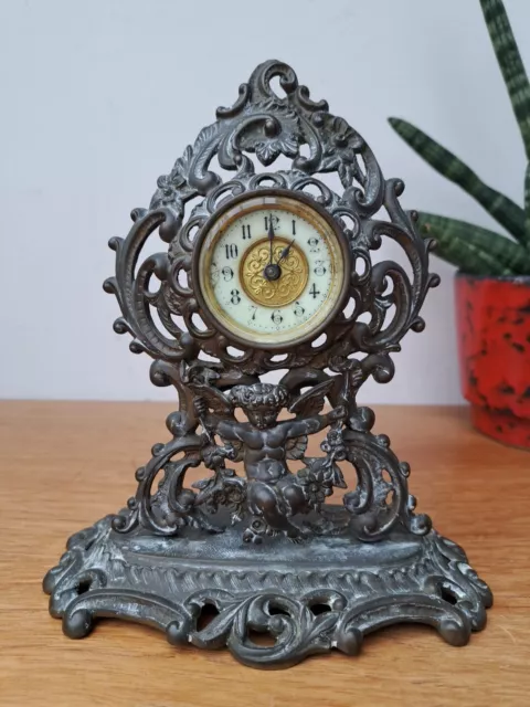 Antique Brass Cased Mantel Clock The British United Clock Co Birmingham