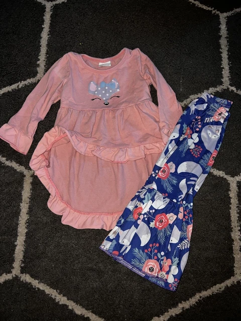 Boutique Girls Forrest Friends Print Tunic & Bell Bottom Set Size 12/18M