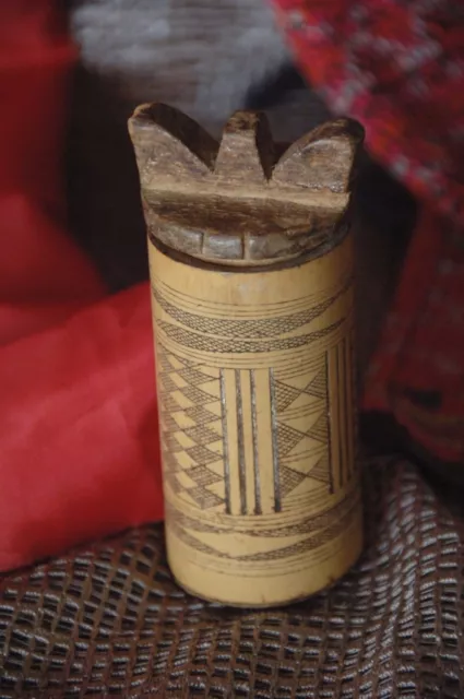 Old Carved Bamboo Timor Beetle Nut Container (b) …beautiful collection item