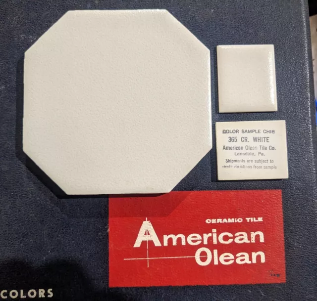 4 pc American Olean Ceramic Floor Tile 4 1/4" Crystalline White Octagon #365
