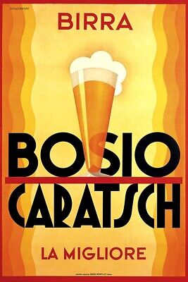 Poster Manifesto Locandina Pubblicitaria Vintage Birra Bosio Italia Ufficio Bar