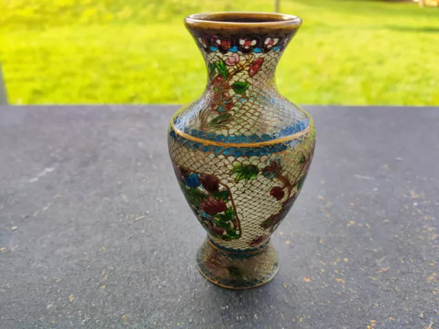 Chinesische Plique A Jour Enameled Cloisonne Schuessel Vase