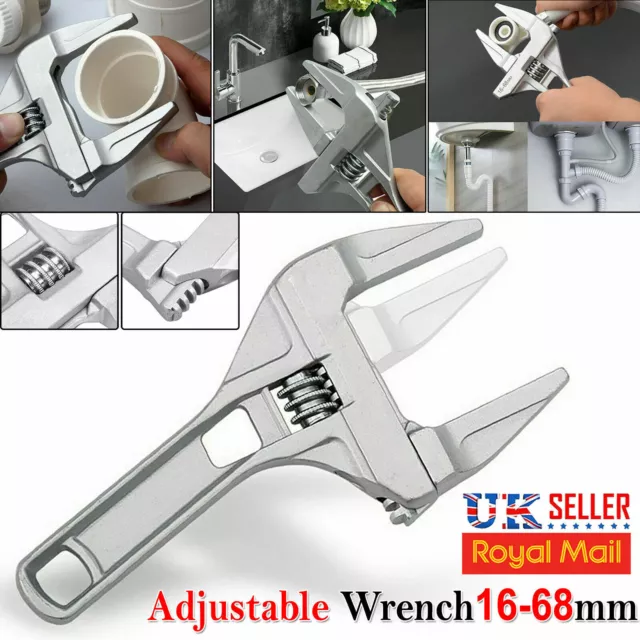 16-68mm Adjustable Large Spanner Wrench Opening Bathroom Nut Key DIY Hand Tool