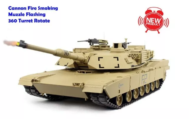 Heng Long RC Tank 1/16 Abrams M1A2 Cannon Smoking / 360 Turret Rotate Pro UK