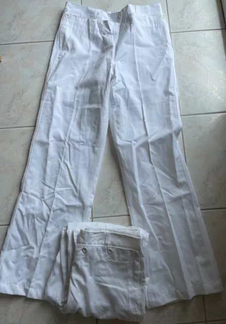 LOT 2 PANTALONS A Pont Blancs Marine Nationale Taille 84 M EUR 19