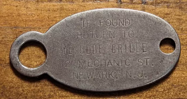 Newark, New Jersey NJ Ye Olde Grille Charge Credit Card Coin Key Tag Token
