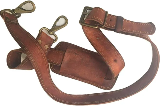 Leather Adjustable Padded Replacement Shoulder Strap with Metal Swivel Hooks