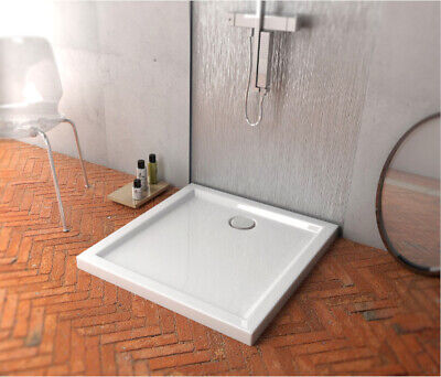Baño de ducha plato de ducha cuadrado plano 80 x 80 x 5,5 x 3 cm desagüe silicona GRATIS G