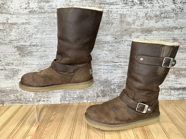 UGG Kensington Moto Biker Lined Brown Leather Winter Boots 5678 Womens Size 8 UGG Kensington Moto Biker Lined Brown Leather Winter Boots 5678 Womens Size 8