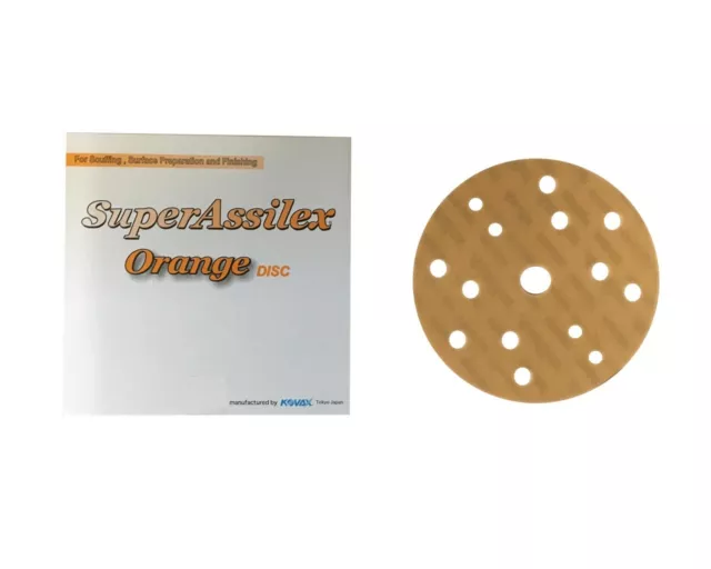 25x Kovax Super Assilex Orange Scheiben 15 Loch Trockenschleifen P1200