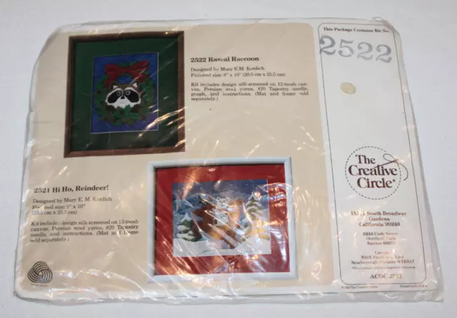 The Creative Circle needlepoint Kit No. 2522 Rascal Racoon New in Package