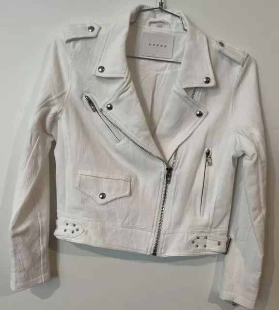 BlankNYC Womens Crepe Moto Jacket White Medium