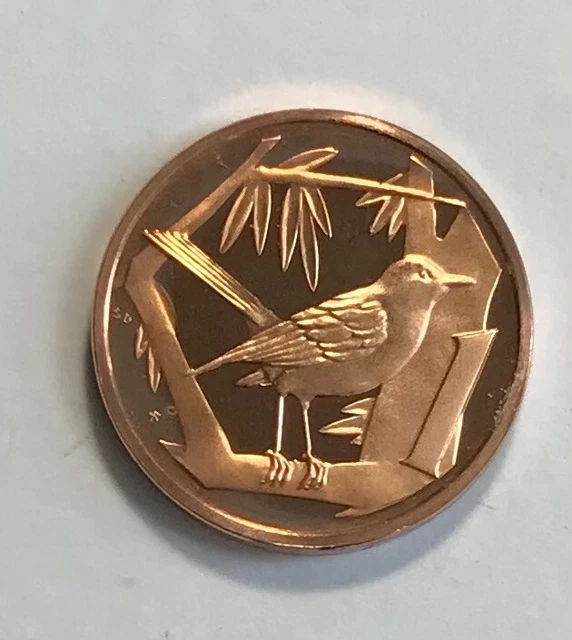Cayman Islands 1 Cent 1979 - Grand Cayman Thrush Bird - 4247 Mintage - Proof