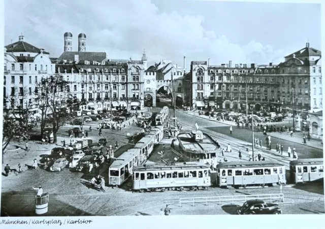 AK München KARLSPLATZ Autogaragen! Verkehrspolizist 1950er,  Postkarte alt