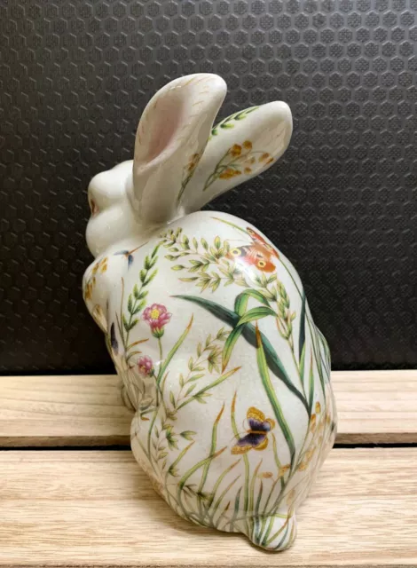 Porzellan Figur Hase Skulptur Osterhase Kaninchen Jugendstil Blumen Deko Kunst 3