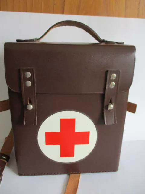 DRK Leder? Tasche braun Top Zustand 1. Hilfe deutsches Rotes Kreuz Nottasche