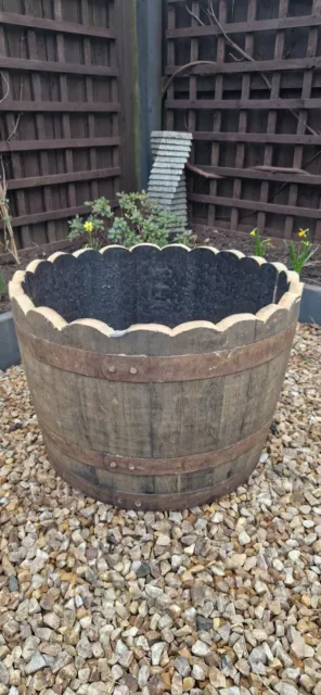 Half barrel planter oak