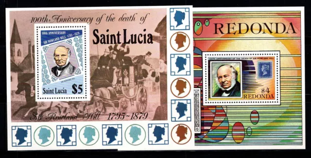 Rowland Hill 1979 Bloc Feuillet 100% Neuf ** Sainte-Lucie,Redonda