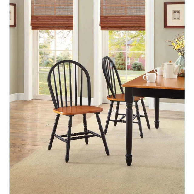 Better Homes and Gardens Autumn Lane Windsor Solid Wood Chairs, Set of 2, Black