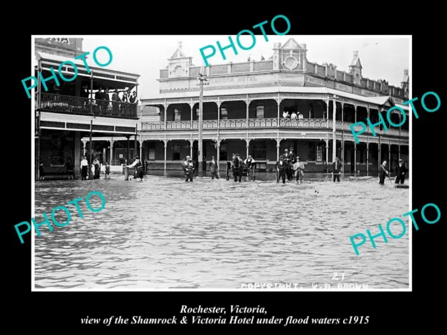 OLD LARGE HISTORIC PHOTO OF ROCHESTER VICTORIA HOTELS UNDER FLOOD WATERS c1915