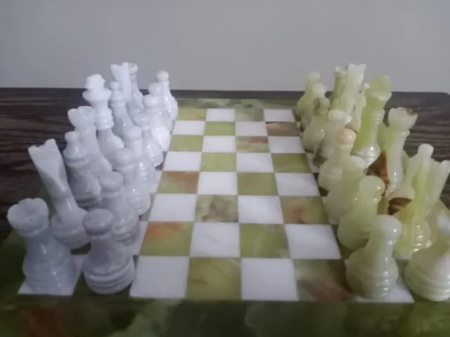 Juego de tablero de ajedrez de mármol blanco M.Green Onyx hecho a mano, 30...