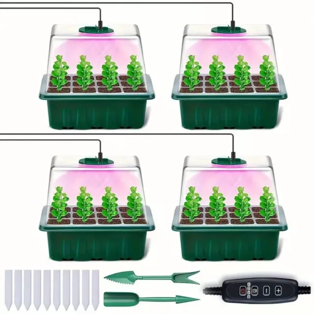 4 Kits mini serres réutilisables avec lumière de croissance LED réglables
