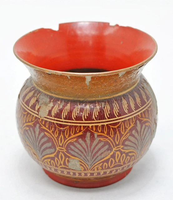 Handmade Vintage Wooden Pot Himachal Matka Old Hand Carved