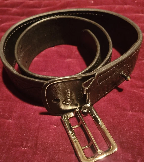 Aker B03 - 34 Black Leather Duty Basket Weave 2-1/4" Security Belt Size 32"- 34