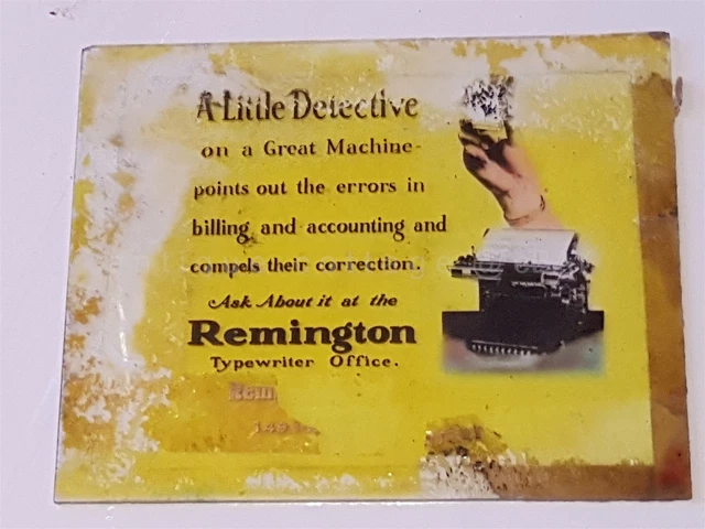 antique MAGIC LANTERN GLASS SLIDE ad REMINGTON TYPEWRITER movie theater