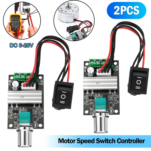 2PCS DC 6-28V Motor Speed Switch Controller 3A Control Reversible PWM ...
