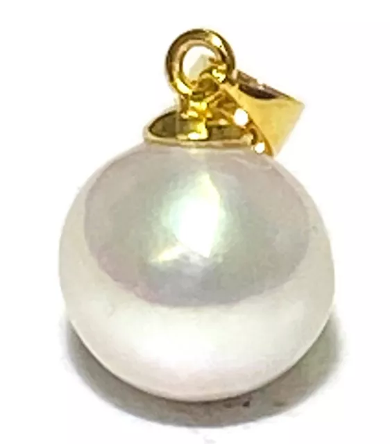 Round 10 - 10.5mm Edison Natural White Hint Pink Cultured Pearl Vintage Pendant