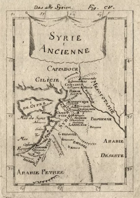 Santa Land Israel Palestina Original Grabado Mapa de País Mallet 1719 2